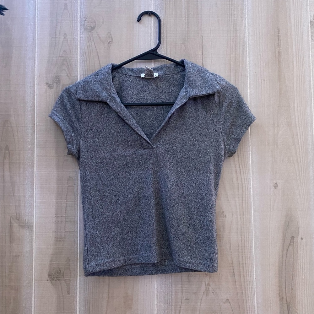 Grey Polo Crop Top